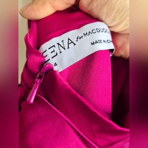 Ieena for Mac Duggal,Charmeuse Halter Strap Soft Tie Waist Gown, Magenta, Size 4 - Picture 11 of 12